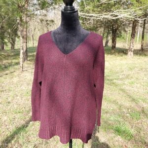 LA MIEL Burgundy V-Neck Sweater
